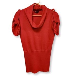 Hot Pink Turtleneck Partly Fitted Turtleneck Top